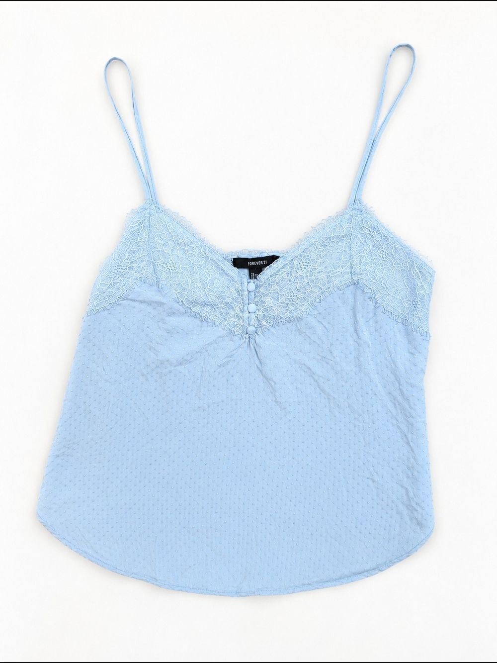 Forever 21 Pale Blue Lace Trim Cami S